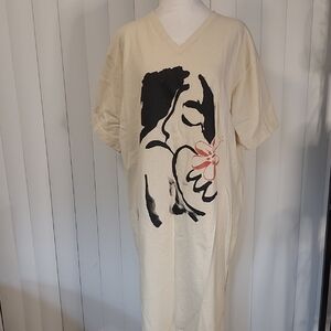 Dragon Mama Hilo Hawaii Cream Graphic Dress